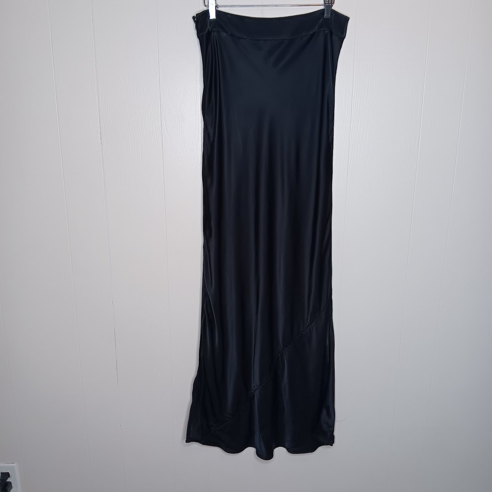 Express Satin Maxi Skirt 10 Black High Waisted Festival Whimsigoth Fairy Witchy